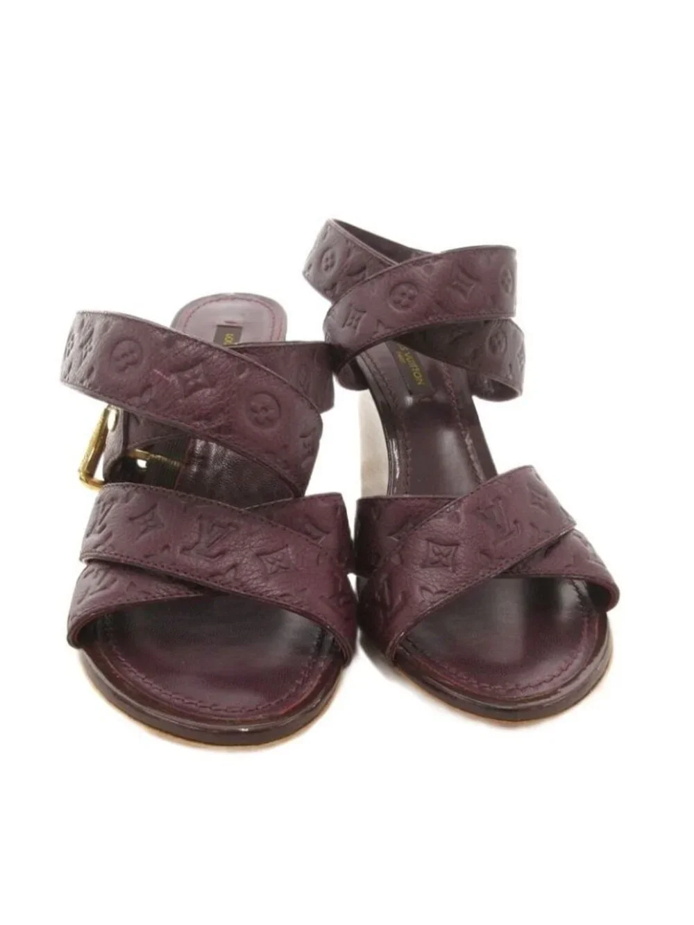 Louis Vuitton Wedge Sole Sandals Monogram Leather 36.5 Purple - Picture 4 of 8